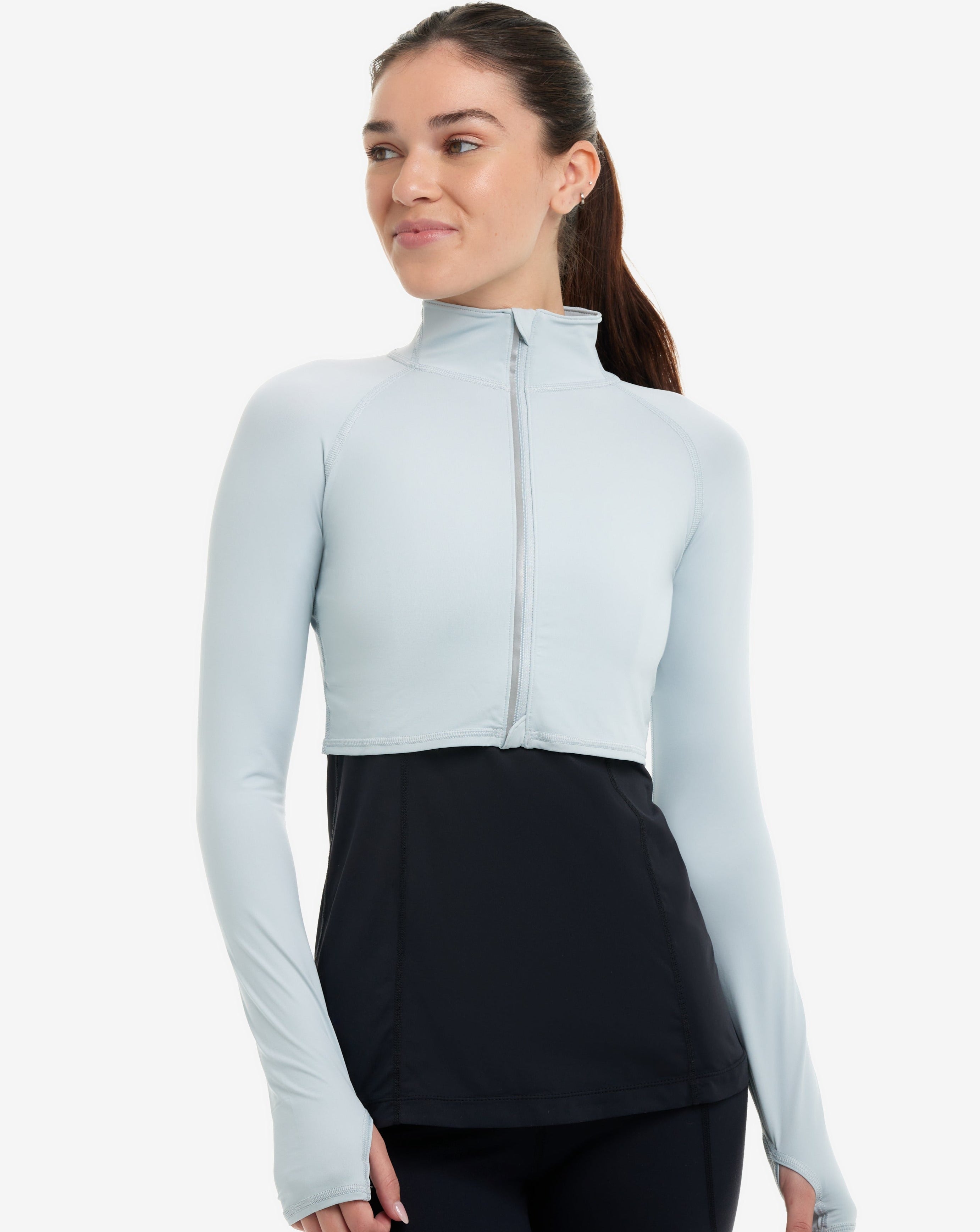  BloqUV WOMEN'S FULL ZIP CROP TOP (4010) - Black - Bonton