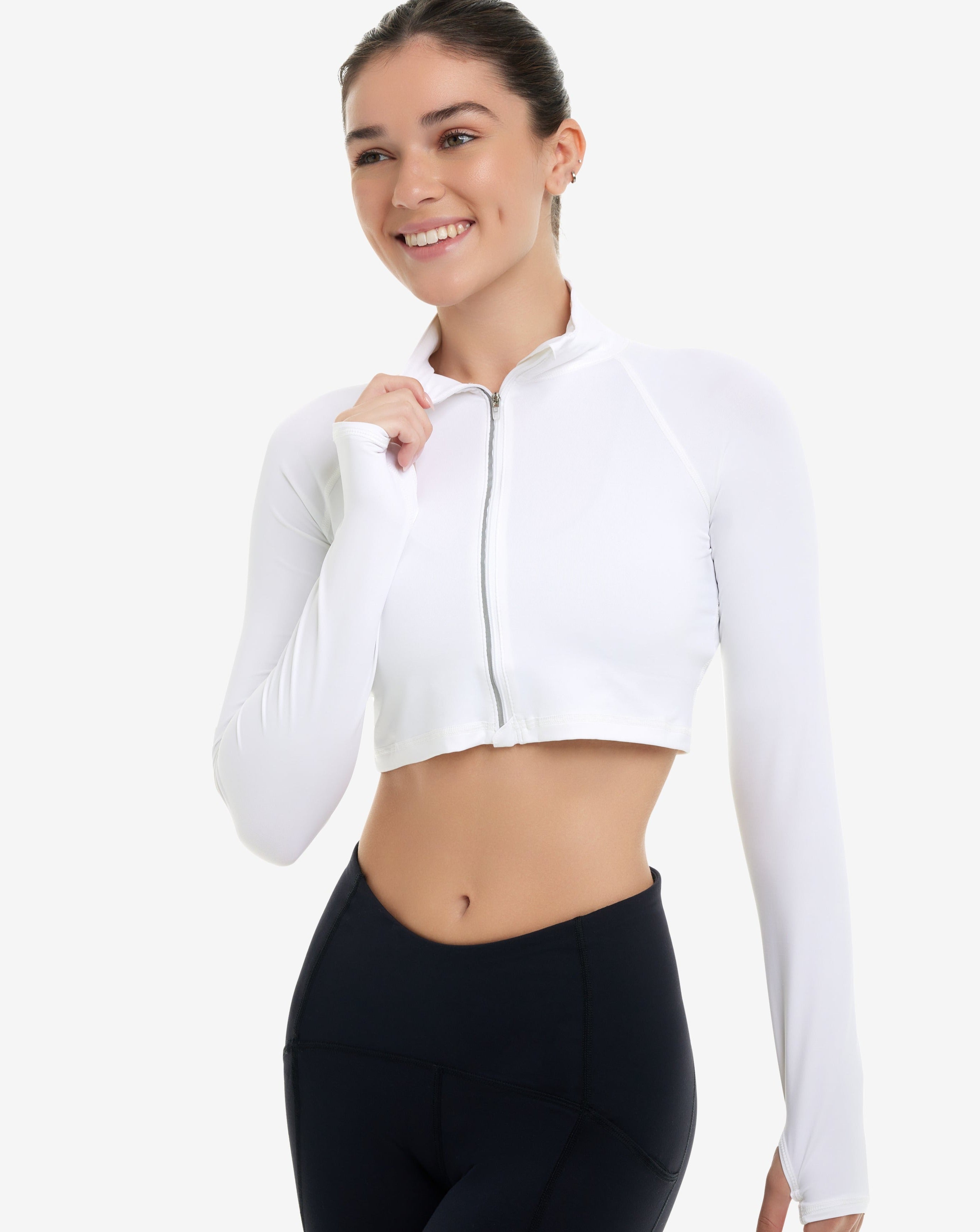  BloqUV WOMEN'S FULL ZIP CROP TOP (4010) - Black - Bonton