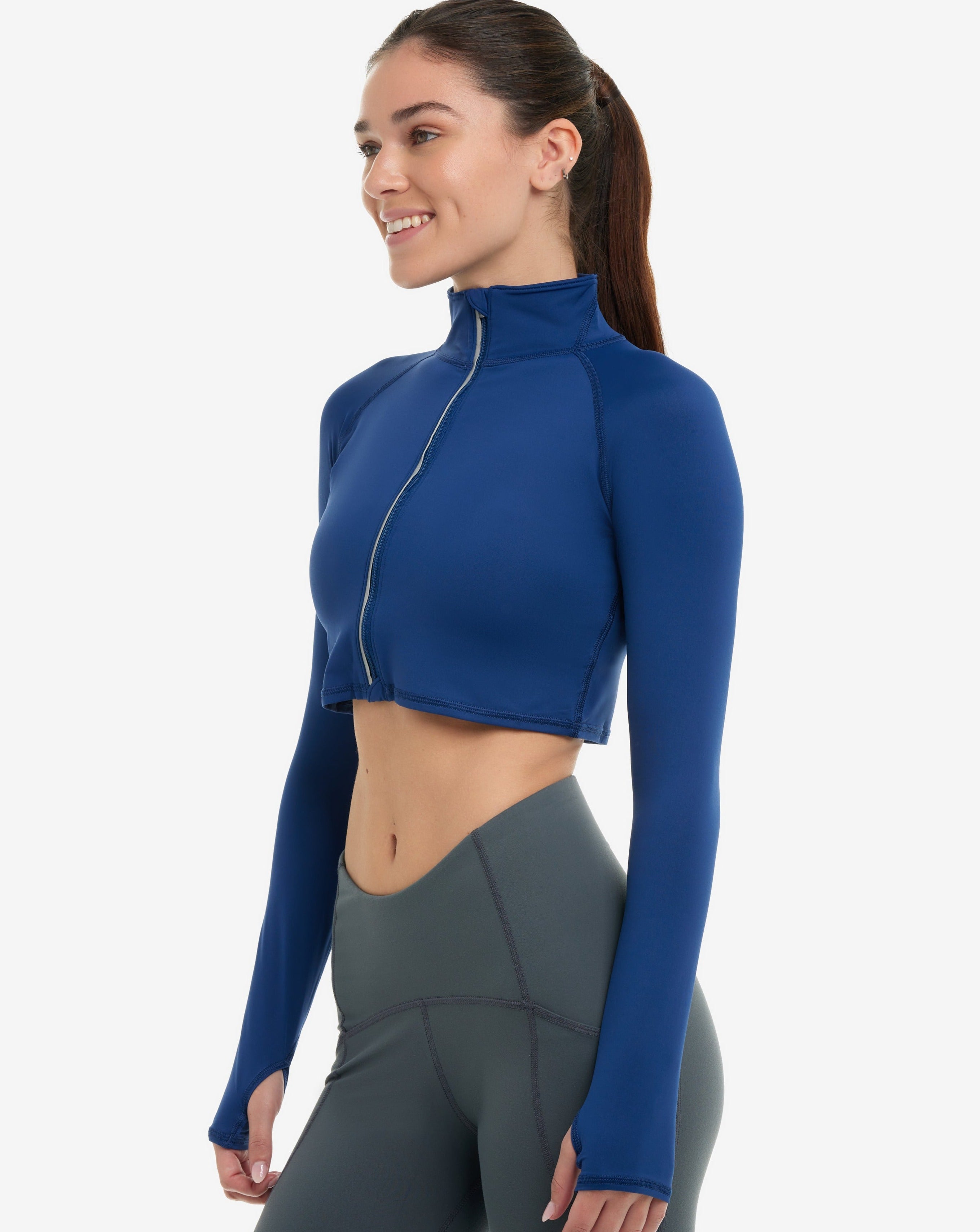  BloqUV WOMEN'S FULL ZIP CROP TOP (4010) - Black - Bonton