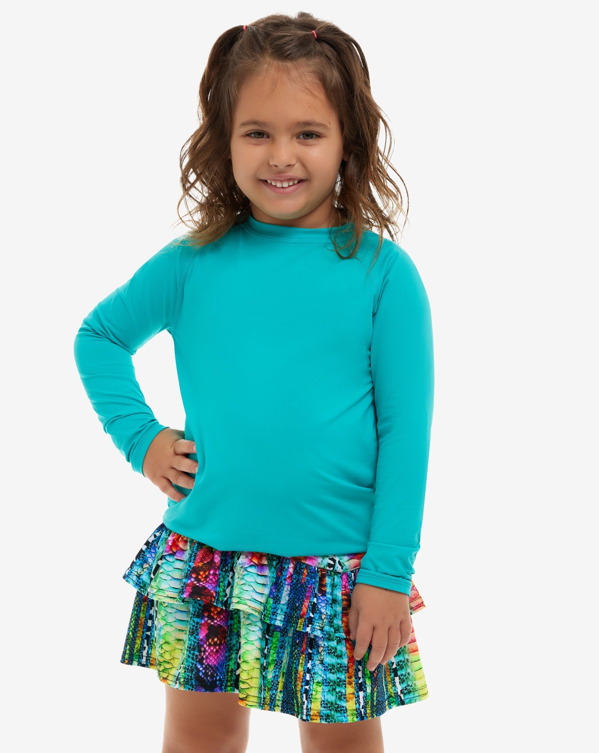  BloqUV KID'S CREW NECK TOP (1005K) - Caribbean Blue - Bonton