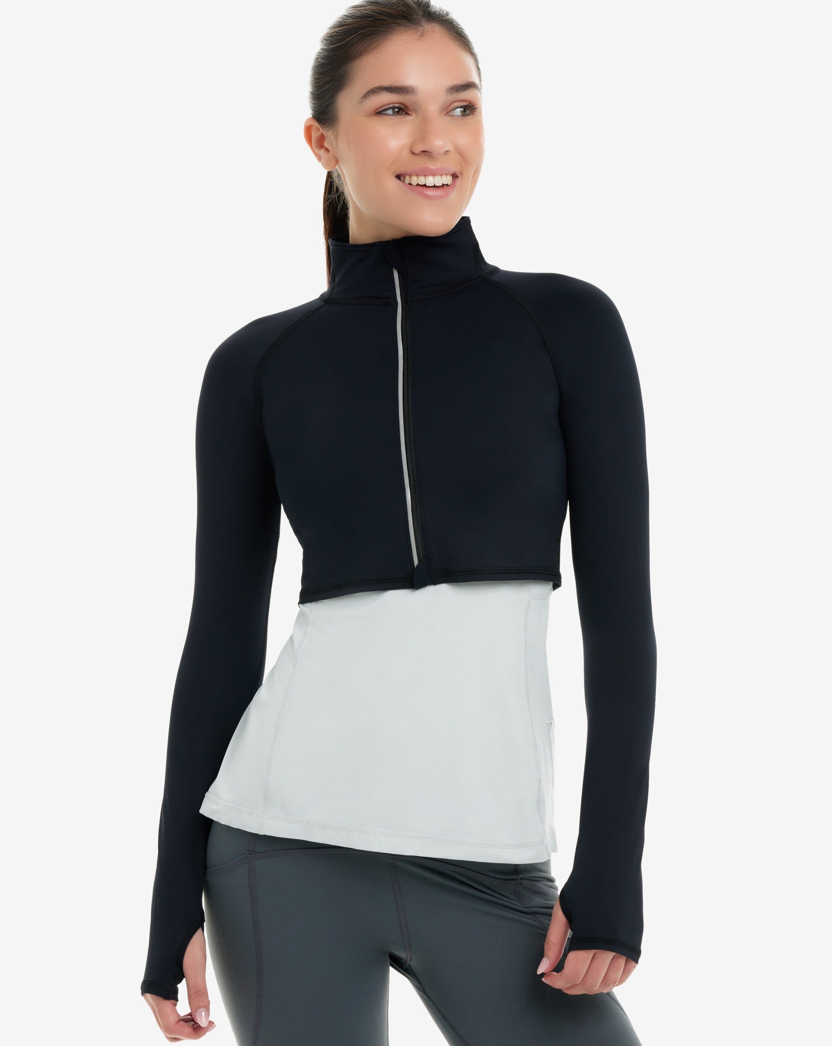  BloqUV WOMEN'S FULL ZIP CROP TOP (4010) - Black - Bonton