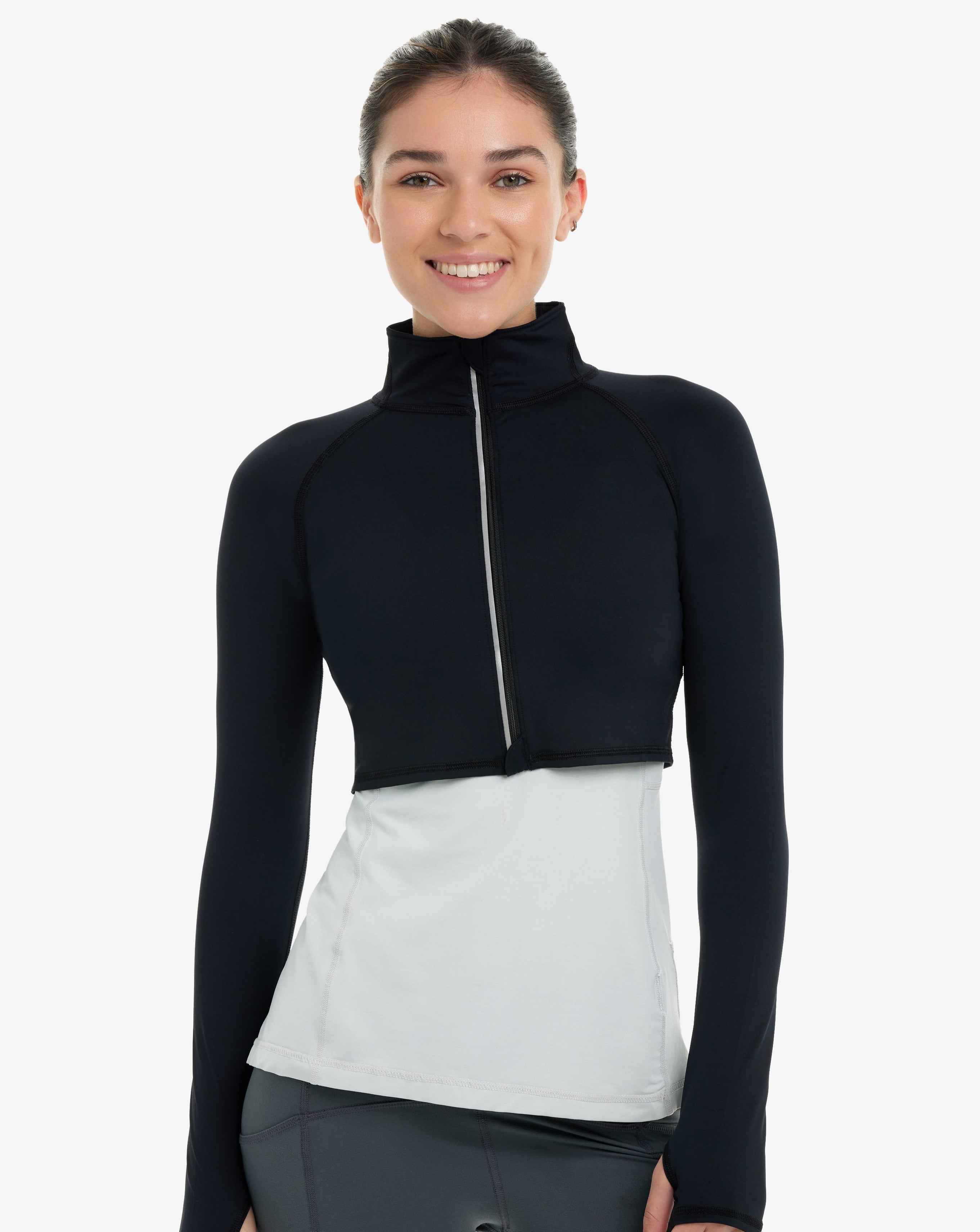  BloqUV WOMEN'S FULL ZIP CROP TOP (4010) - Black - Bonton