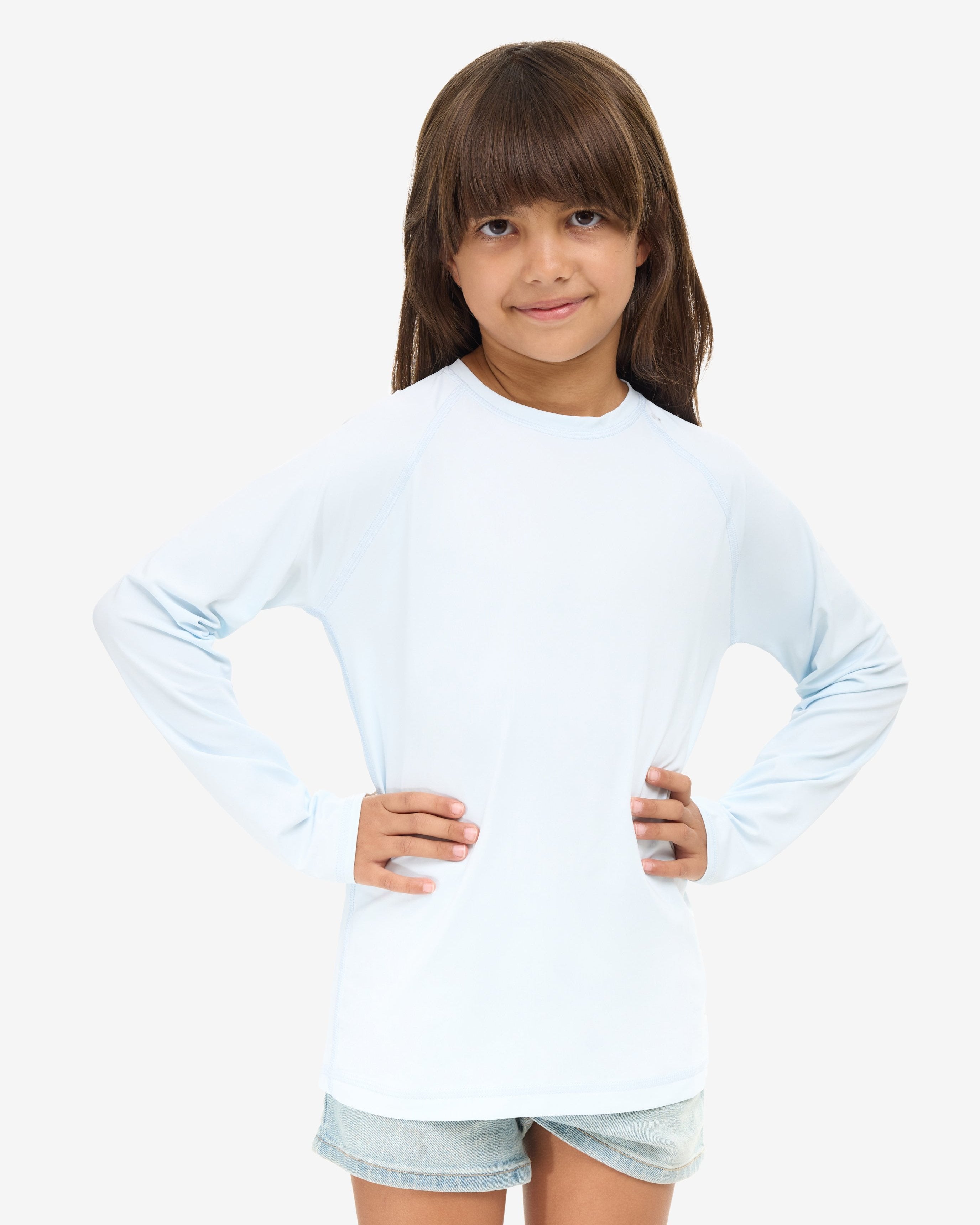  BloqUV KID'S CREW NECK TOP (1005K) - Caribbean Blue - Bonton