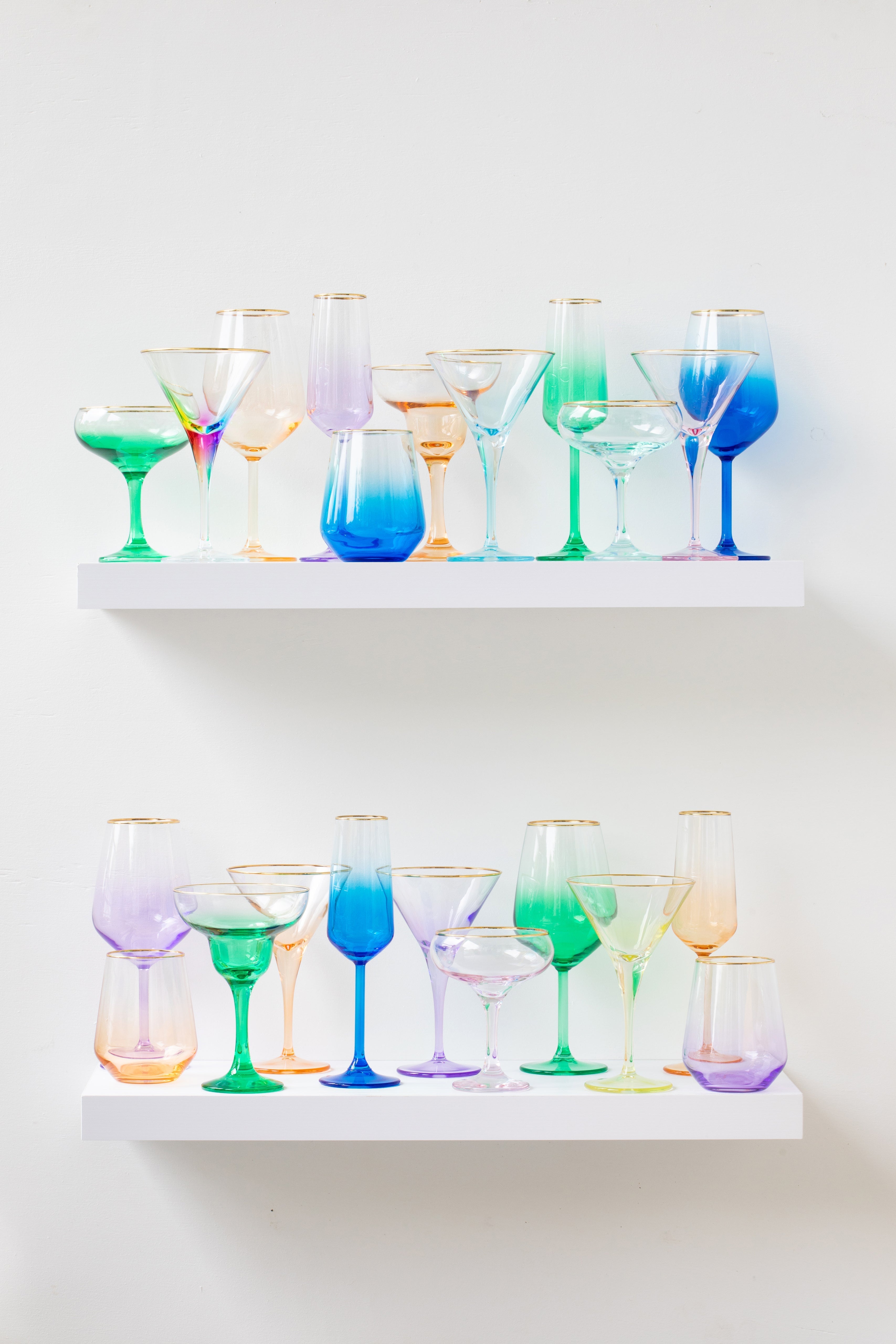  Vietri Rainbow Wine Glasses Set of 4 - Mixed Colors - Bonton