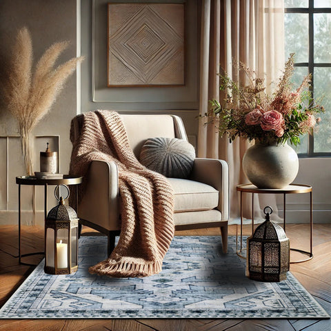 Bibb Home Washable Flannel Printed Area Rug With Latex Back 4x6 Ft