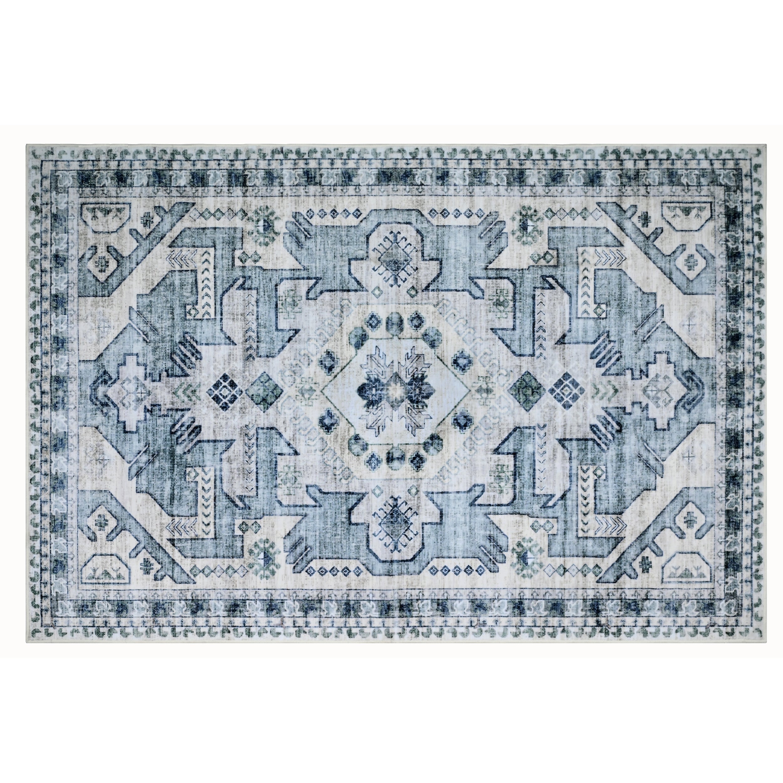  Bibb Home Bibb Home Washable Flannel Printed Area Rug With Latex Back 4x6 Ft - 4x6 ft - Bonton