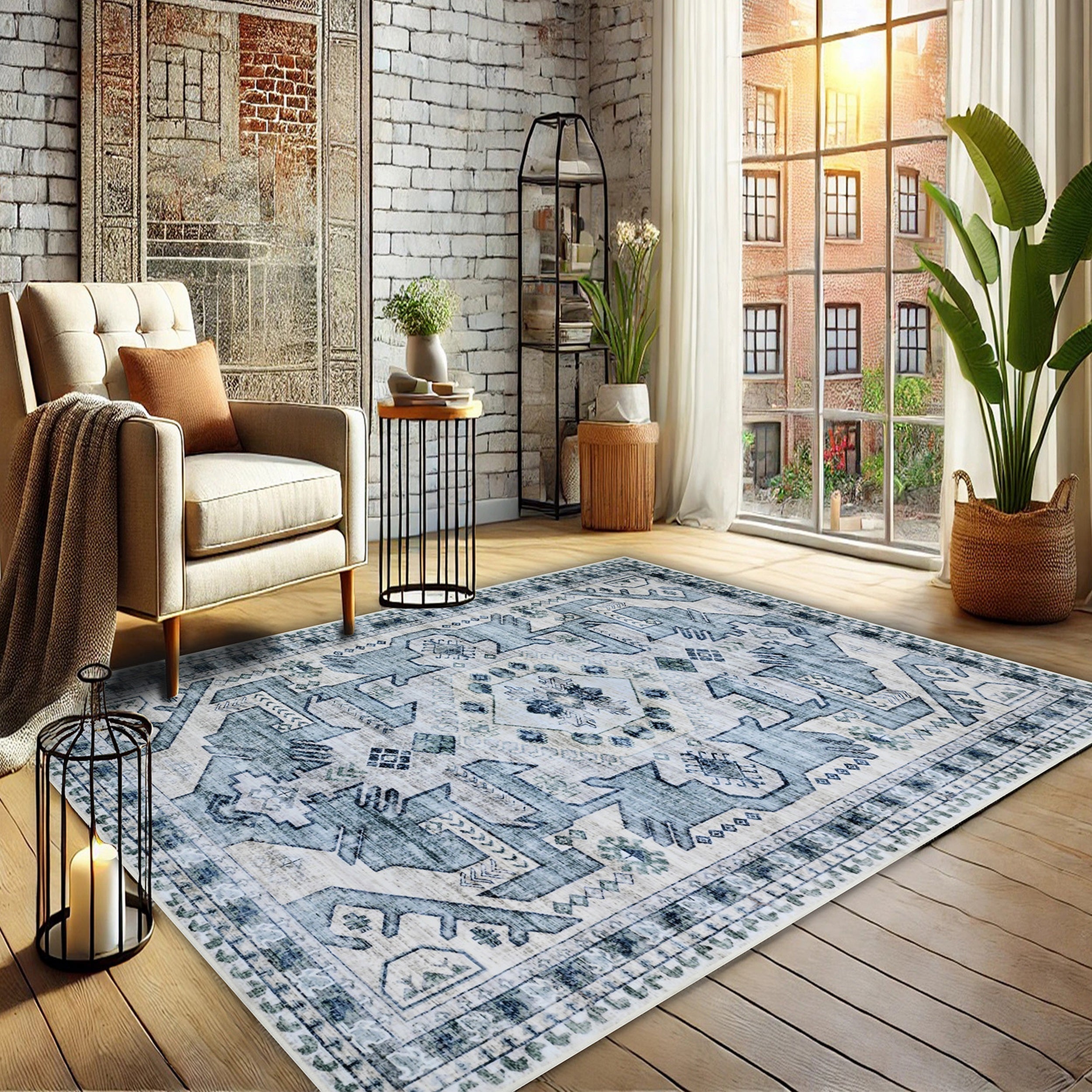  Bibb Home Bibb Home Washable Flannel Printed Accent Rug With Latex Back 1-2-Pack 20x30 - 20