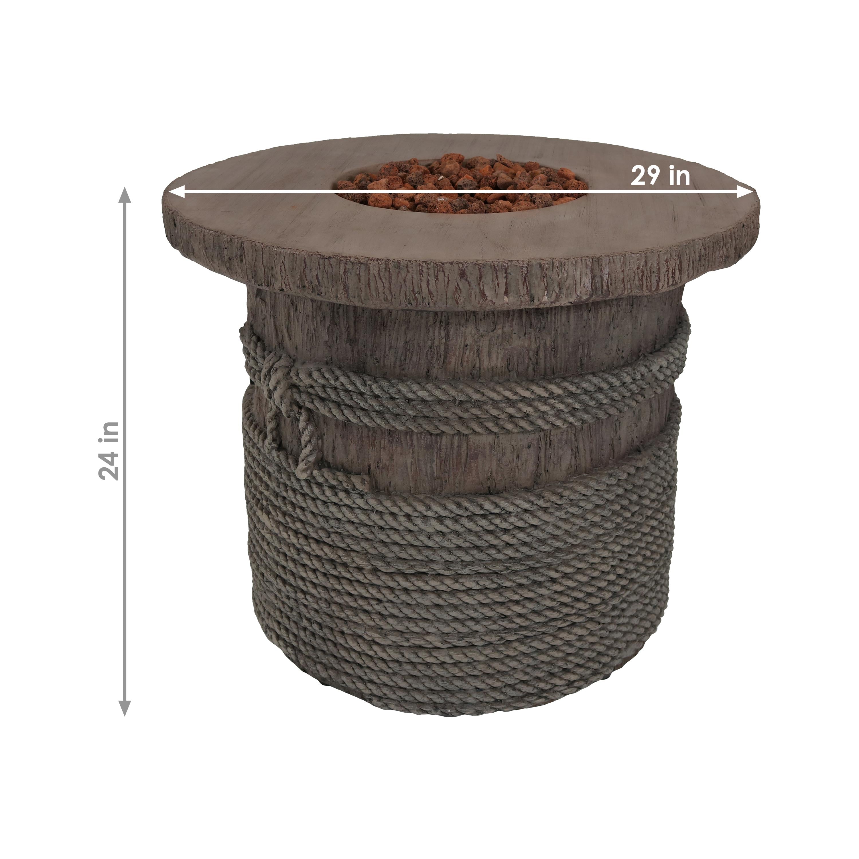  Sunnydaze Decor Rope and Barrel Design Propane Gas Patio Fire Pit Table Kit with Lava Rocks - 29