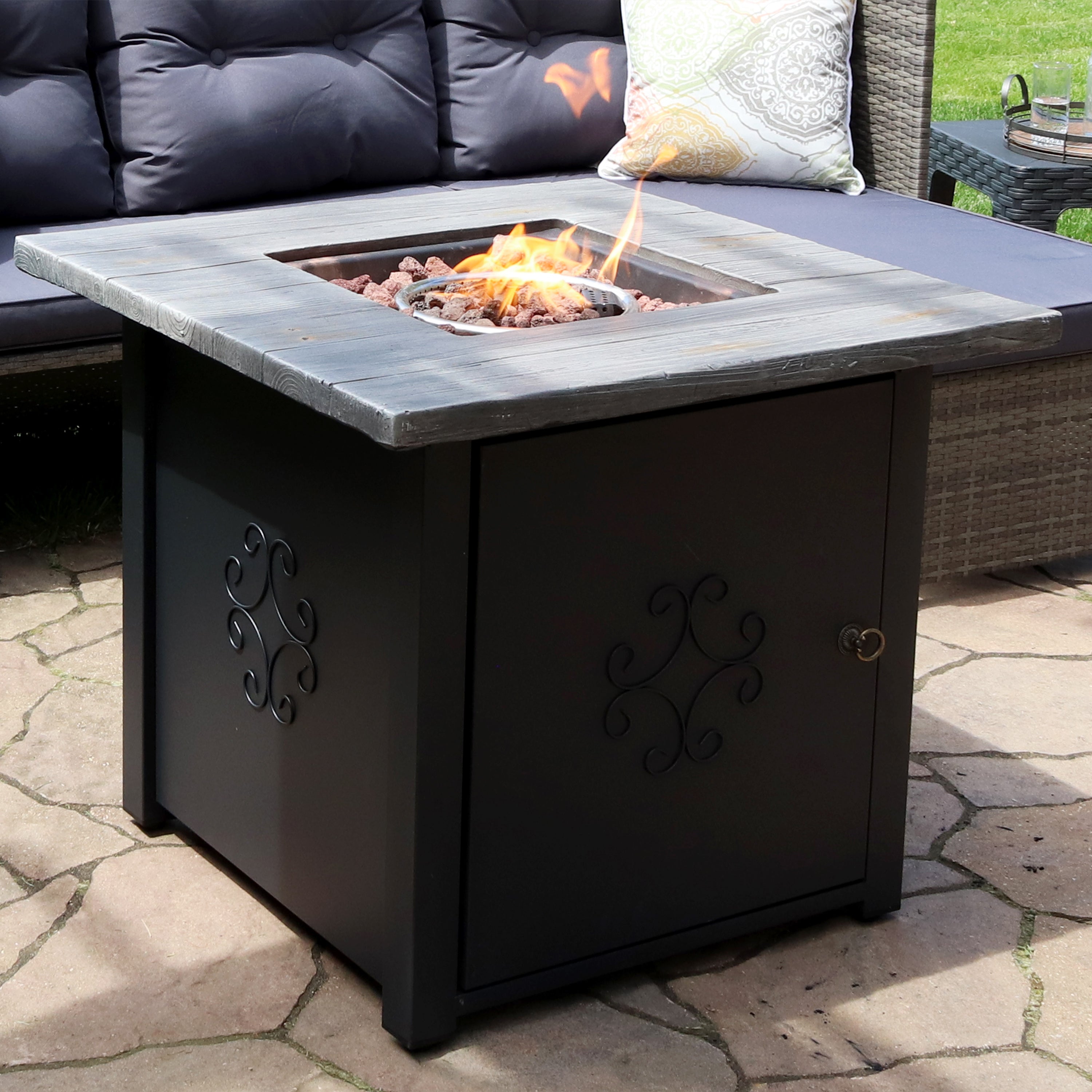  Sunnydaze Decor Smokeless Patio Propane Gas Fire Pit Table with Lava Rocks - 30