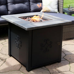 Smokeless Patio Propane Gas Fire Pit Table with Lava Rocks - 30" Square