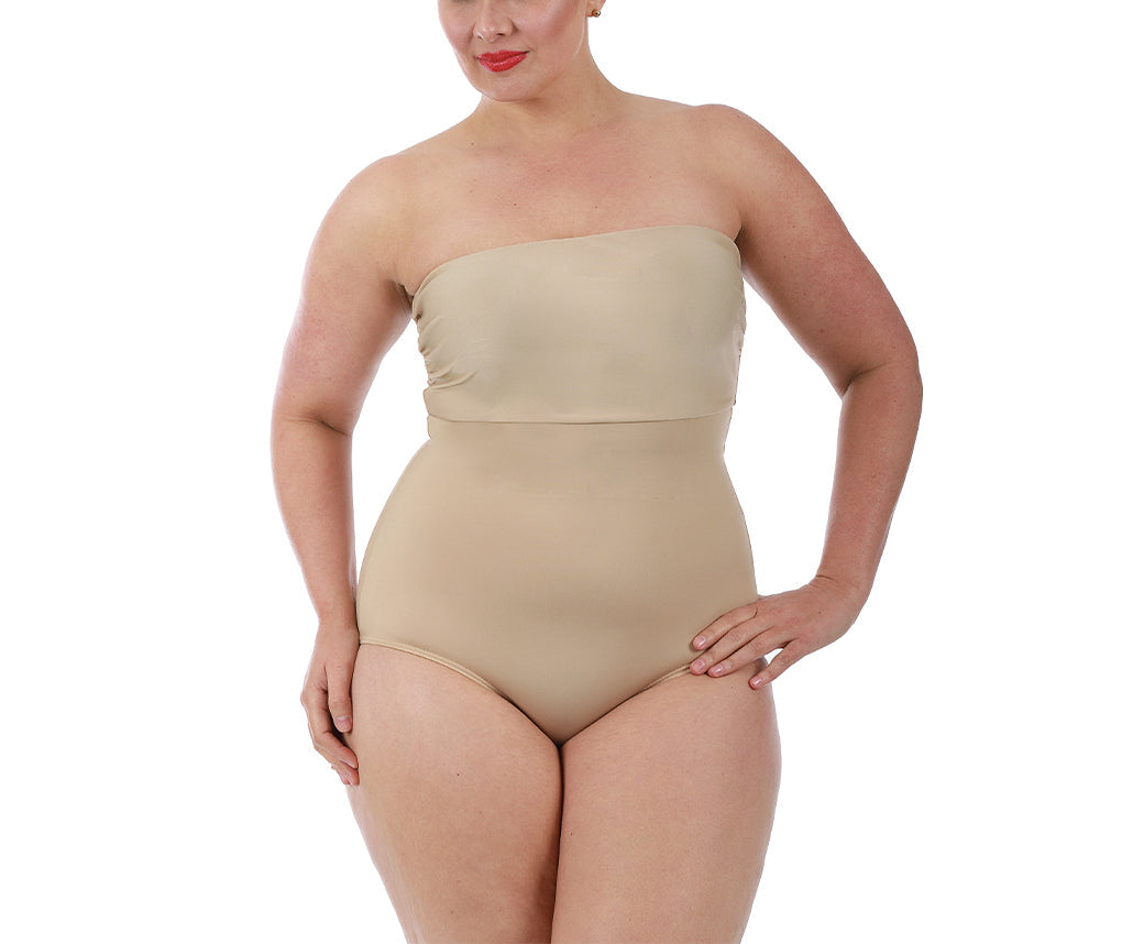  InstantFigure Plus Size InstantFigure Bandeau Brief Bodysuit Shapewear WBS012C - Black - Bonton