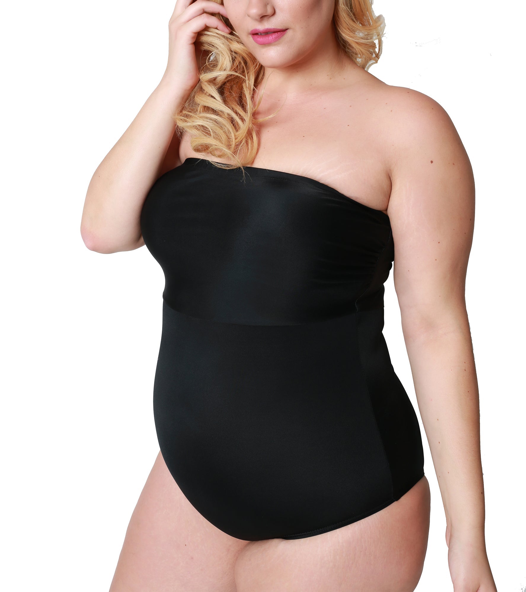  InstantFigure Plus Size InstantFigure Bandeau Brief Bodysuit Shapewear WBS012C - Black - Bonton