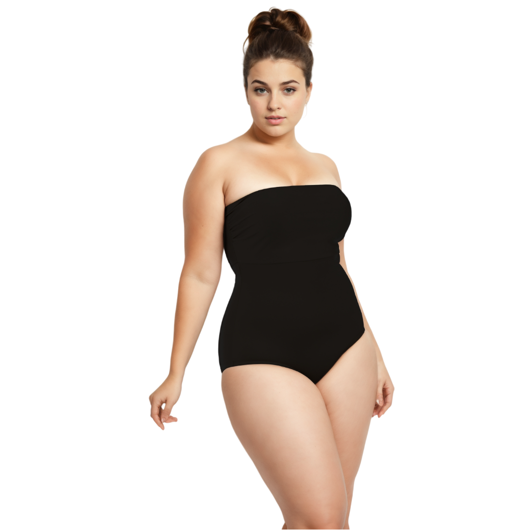  InstantFigure Plus Size InstantFigure Bandeau Brief Bodysuit Shapewear WBS012C - Black - Bonton