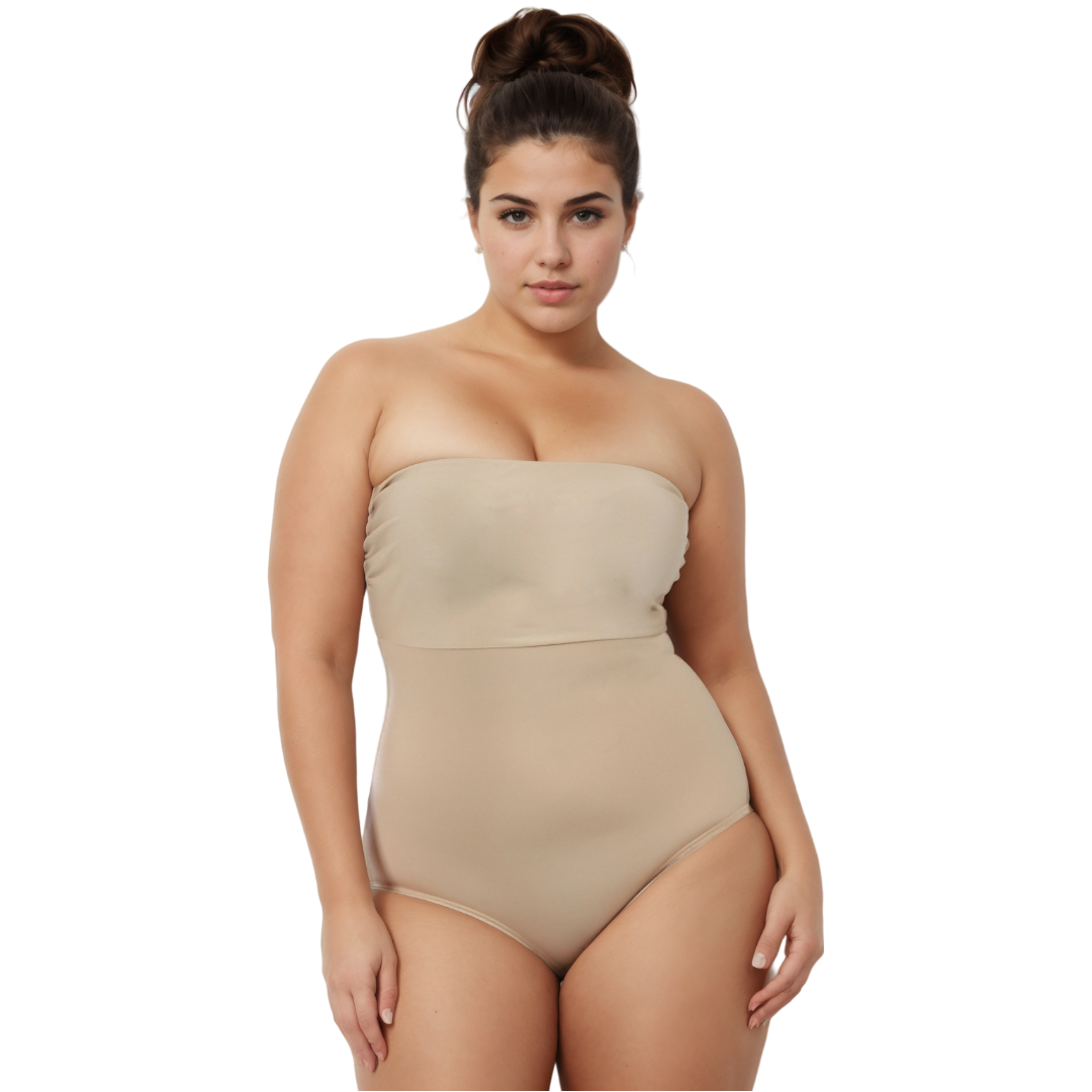  InstantFigure Plus Size InstantFigure Bandeau Brief Bodysuit Shapewear WBS012C - Black - Bonton