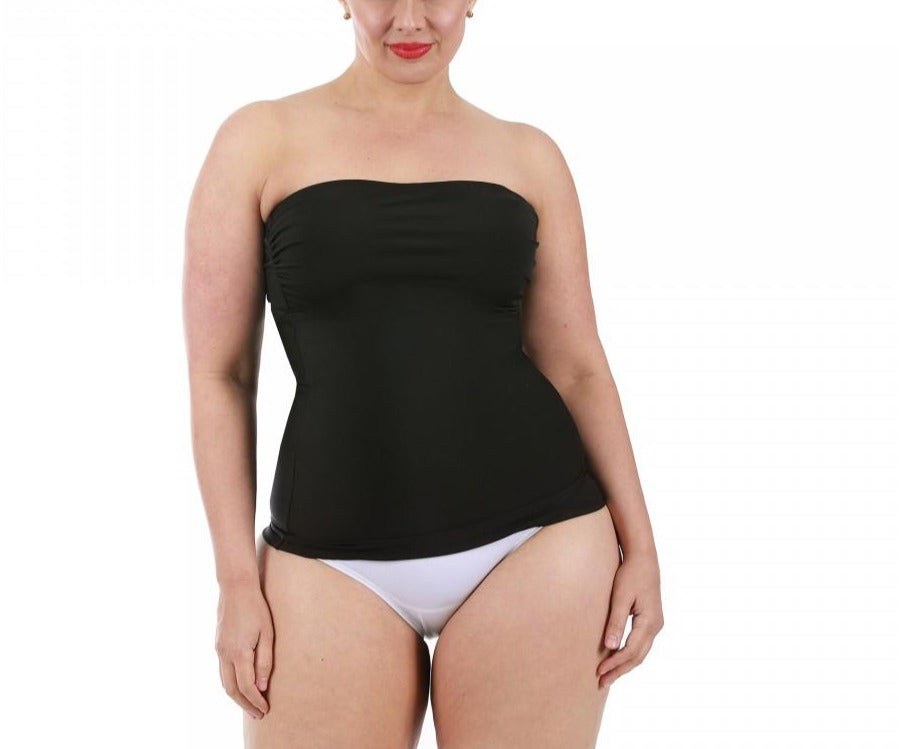  InstantFigure InstantFigure Plus Size Strapless Bandeau Top WBT035C - Black - Bonton