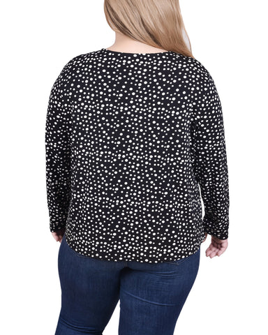 Long Sleeve Jeweled Neck Top