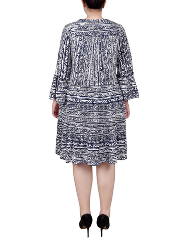 Plus Size 3/4 Sleeve Tiered Dress