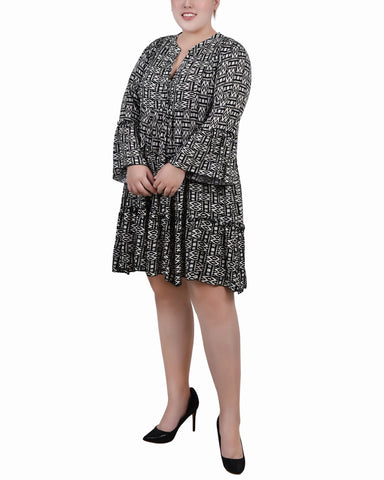 Plus Size 3/4 Sleeve Tiered Dress