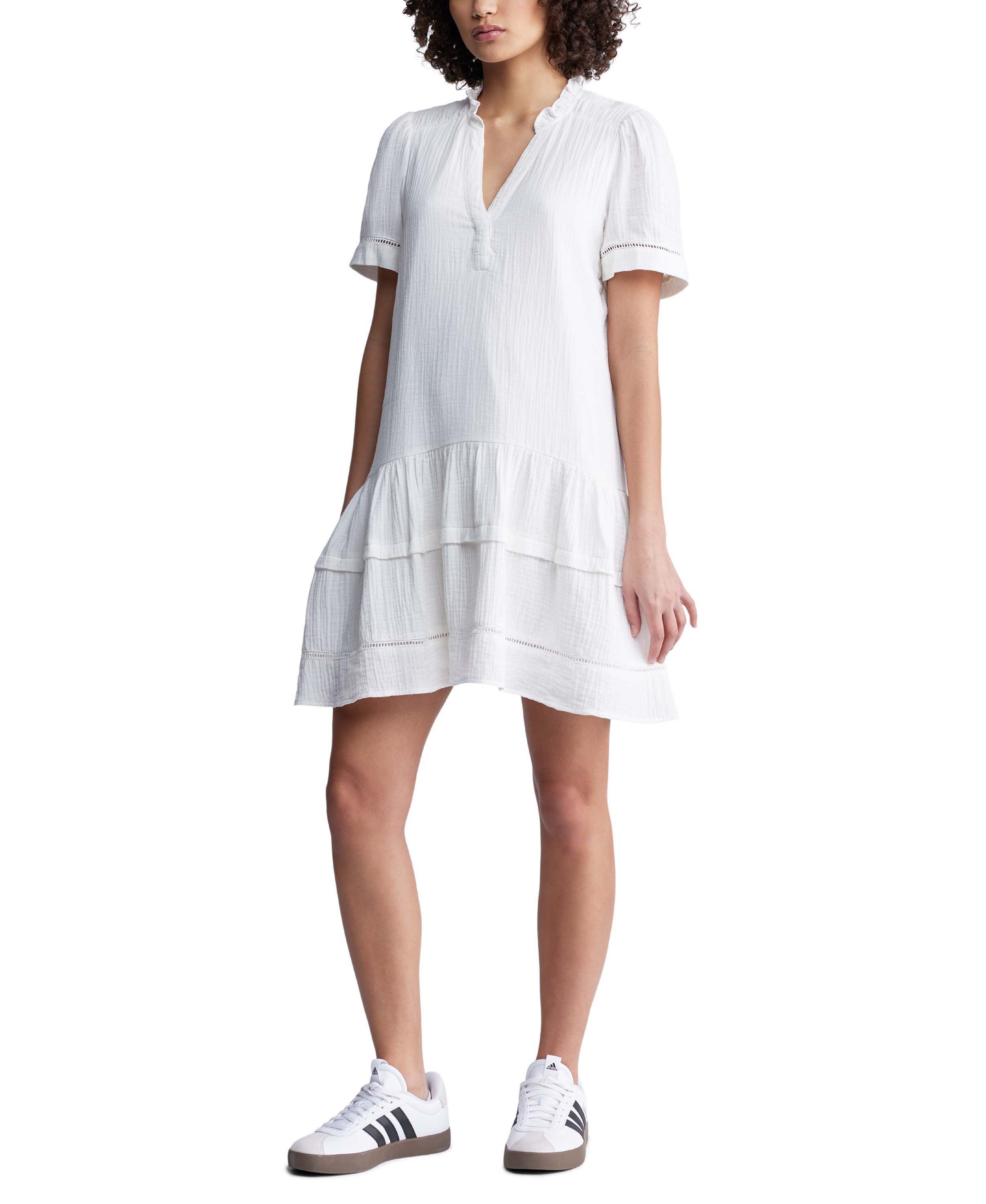  Buffalo David Bitton Zinnia Ss V Neck Dress - Marshmallow - Bonton