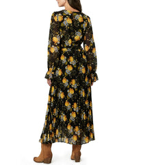 Angelique V-Neck Bell Sleeve Dress Victorian Floral