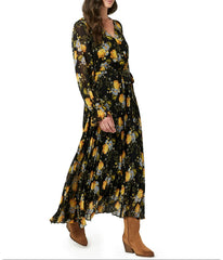 Angelique V-Neck Bell Sleeve Dress Victorian Floral