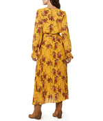 Angelique V-Neck Bell Sleeve Dress Golden Floral