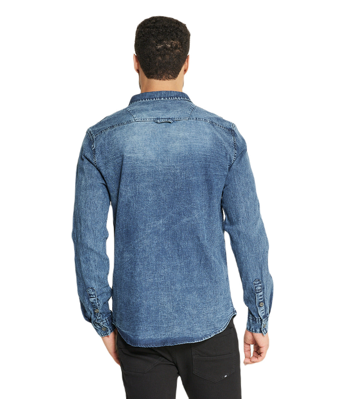  Brooklyn Laundry Men's Brooklyn Laundry Long Sleeve Stretch Denim Shirt 3 - Blue Cloud - Bonton