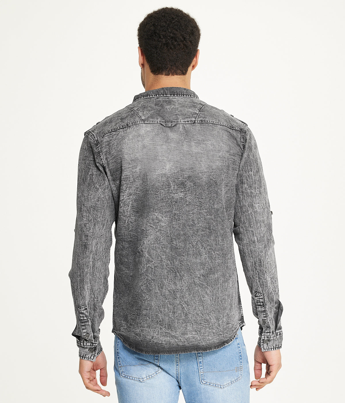  Brooklyn Laundry Men's Brooklyn Laundry Long Sleeve Stretch Denim Shirt 4 - Grey Acid - Bonton