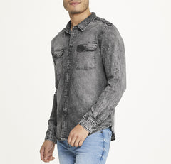 Men's Brooklyn Laundry Long Sleeve Stretch Denim Shirt 4