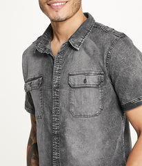 Brooklyn Laundry Men's Short Sleeve Stretch Denim Shirt