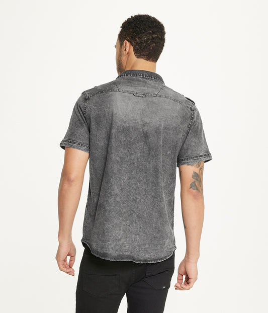 Brooklyn Laundry Men's Short Sleeve Stretch Denim Shirt