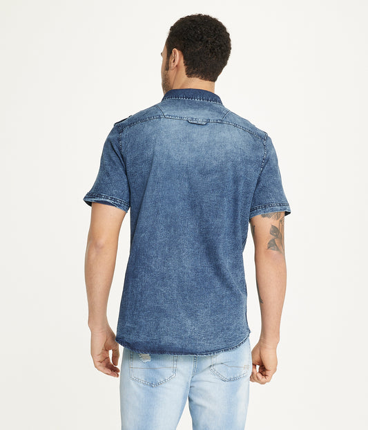 Brooklyn Laundry Men's Short Sleeve Stretch Denim Shirt 4