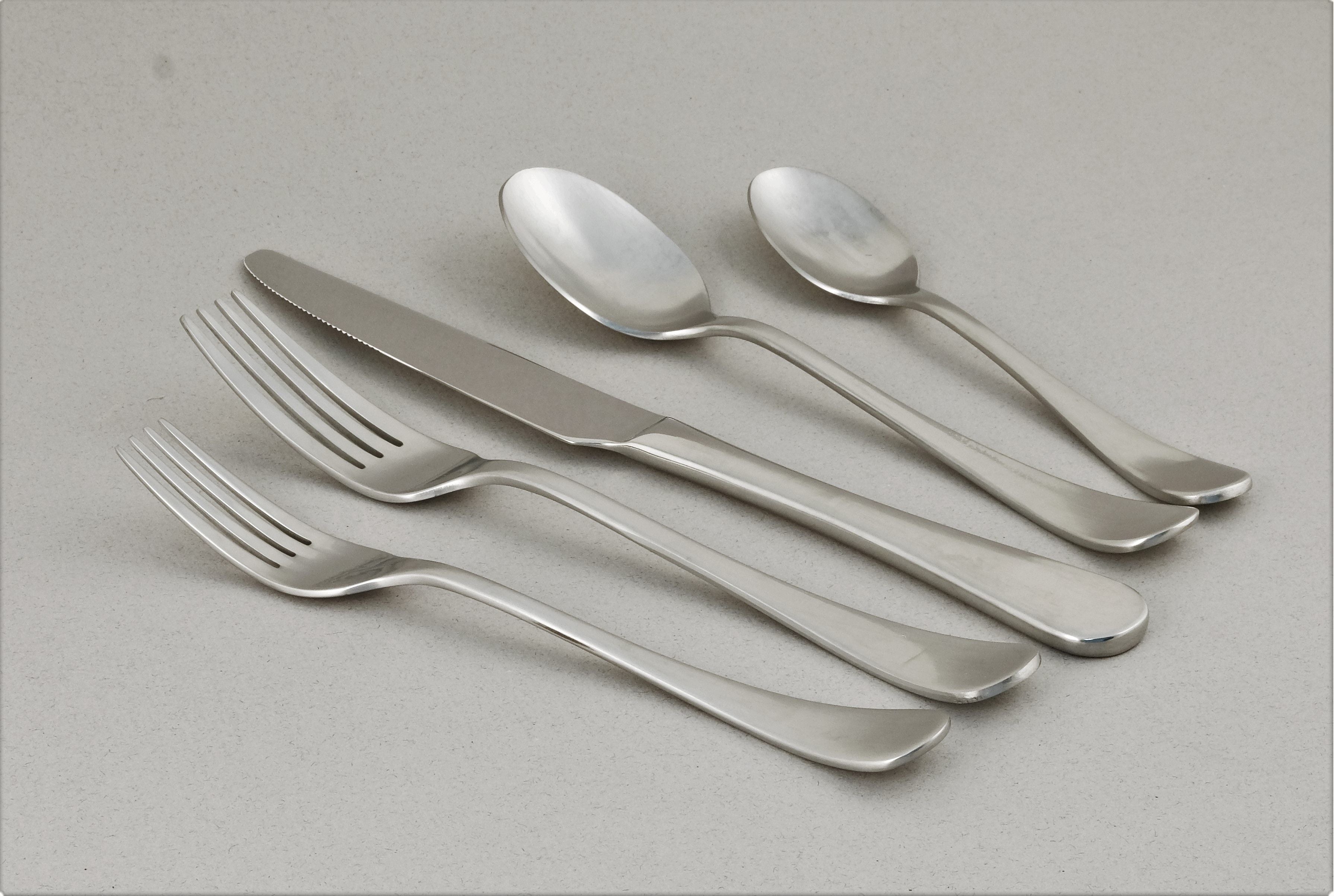  Ginkgo Bergen Stainless Steel Flatware 20 Piece Set - Satin Finish Stainless Steel - Bonton