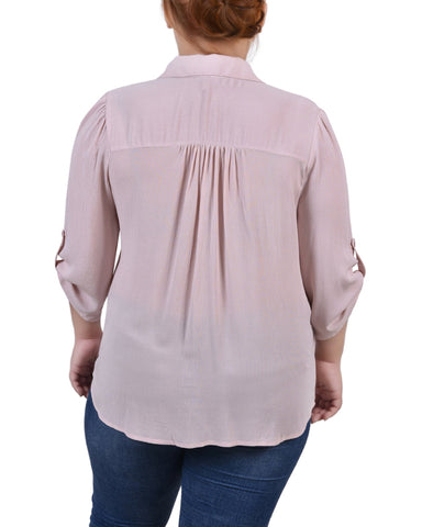Plus Size 3/4 Sleeve Crepon Blouse