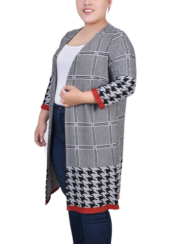 Plus Size 3/4 Sleeve Knit Cardigan
