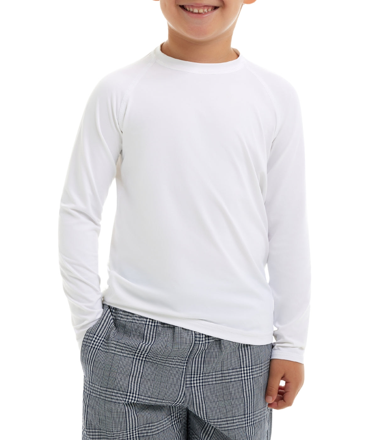  BloqUV BloqUV Kids' UPF 50+ Sun Protection Long Sleeve Crew Neck Top - White - Bonton