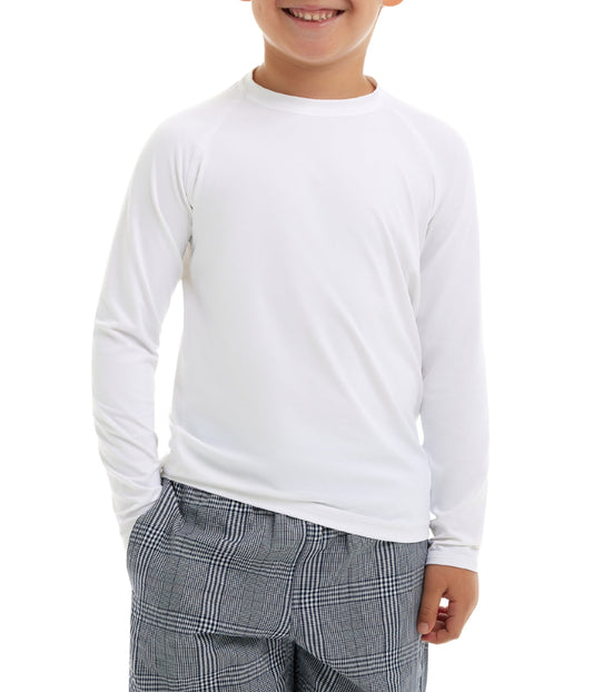 BloqUV Kids' UPF 50+ Sun Protection Long Sleeve Crew Neck Top-2X (14)-White-1