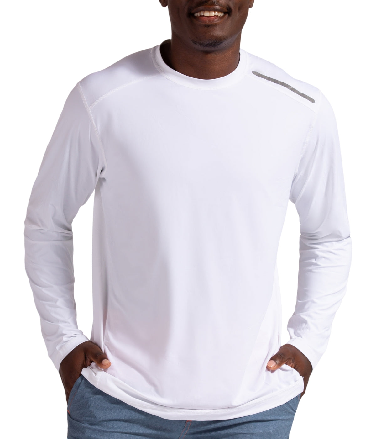  BloqUV BloqUV Men's UPF 50+ Sun Protection Long Sleeve Jet Tee Top - White - Bonton