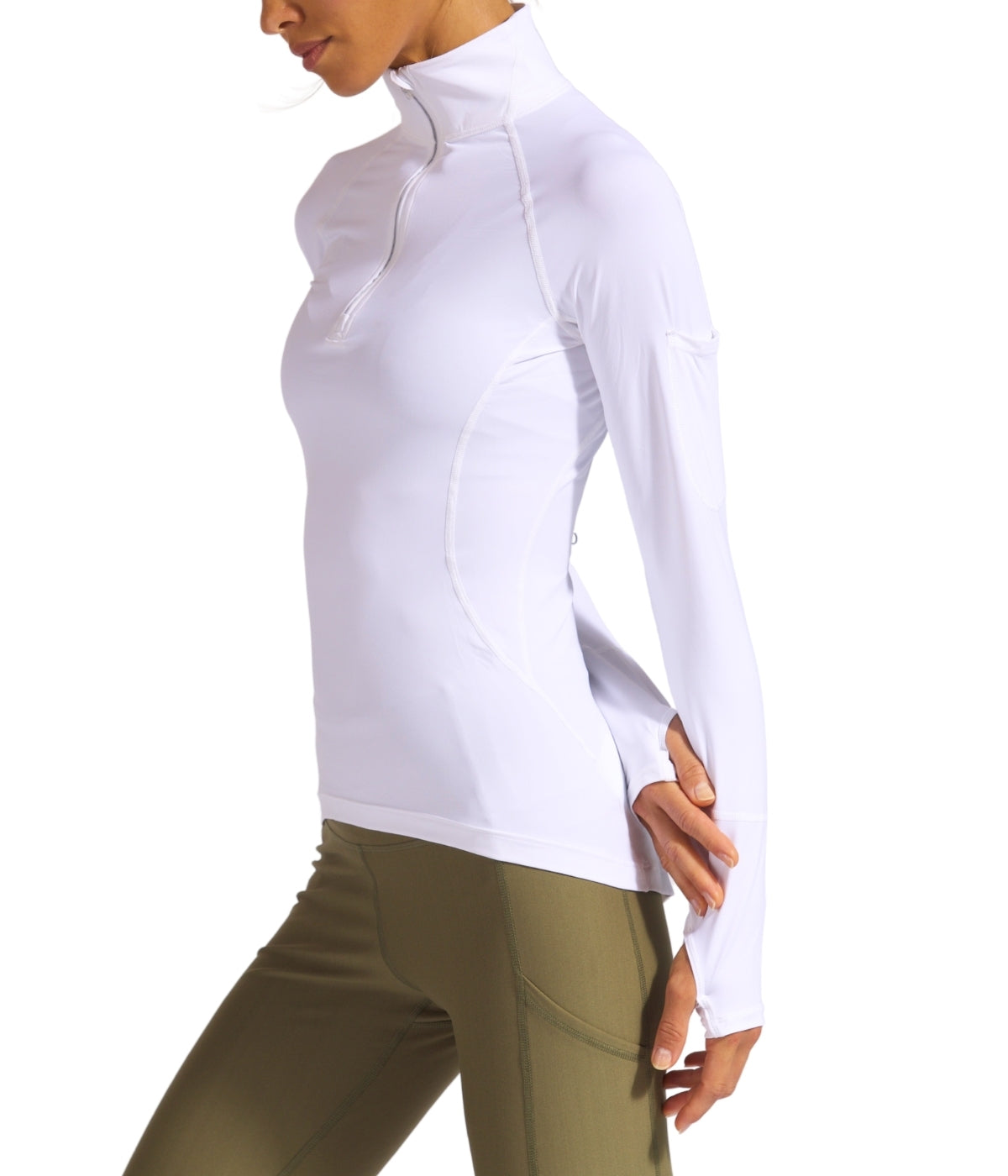  BloqUV BloqUV Women's UPF 50+ Sun Protection Mock Neck Quarter Zip Top - White - Bonton