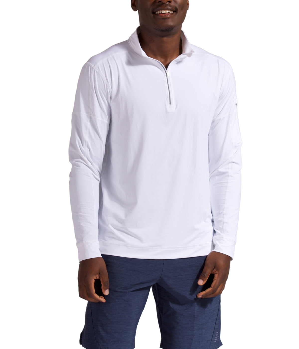  BloqUV BloqUV Men's UPF 50+ Sun Protection Long Sleeve Mock Zip Top - White - Bonton