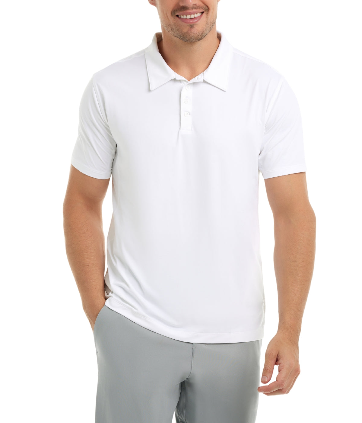  BloqUV BloqUV Men's UPF 50+ Sun Protection Short Sleeve Polo Shirt - White - Bonton