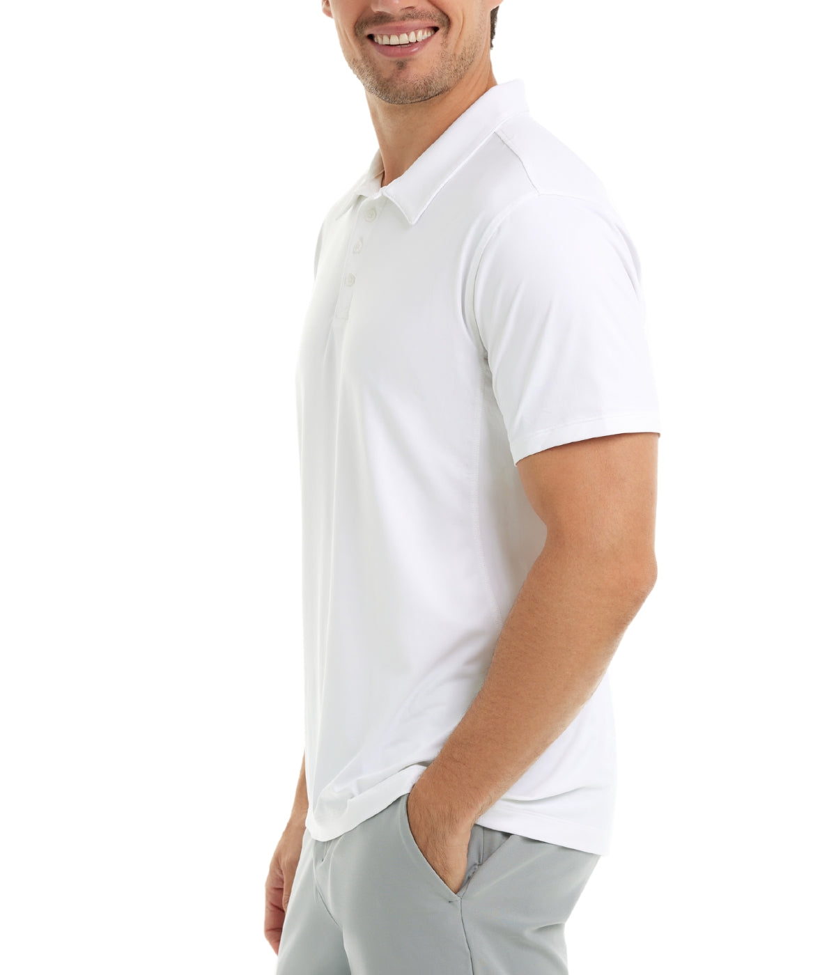  BloqUV BloqUV Men's UPF 50+ Sun Protection Short Sleeve Polo Shirt - White - Bonton