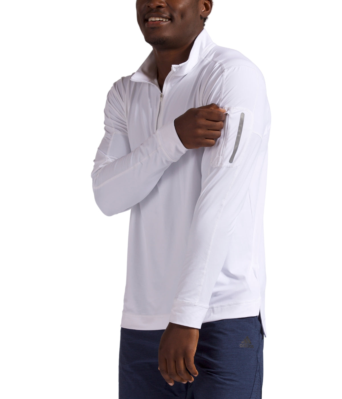  BloqUV BloqUV Men's UPF 50+ Sun Protection Long Sleeve Mock Zip Top - White - Bonton