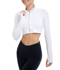 BloqUV Women's UPF 50+ Sun Protection Full Zip Crop Top