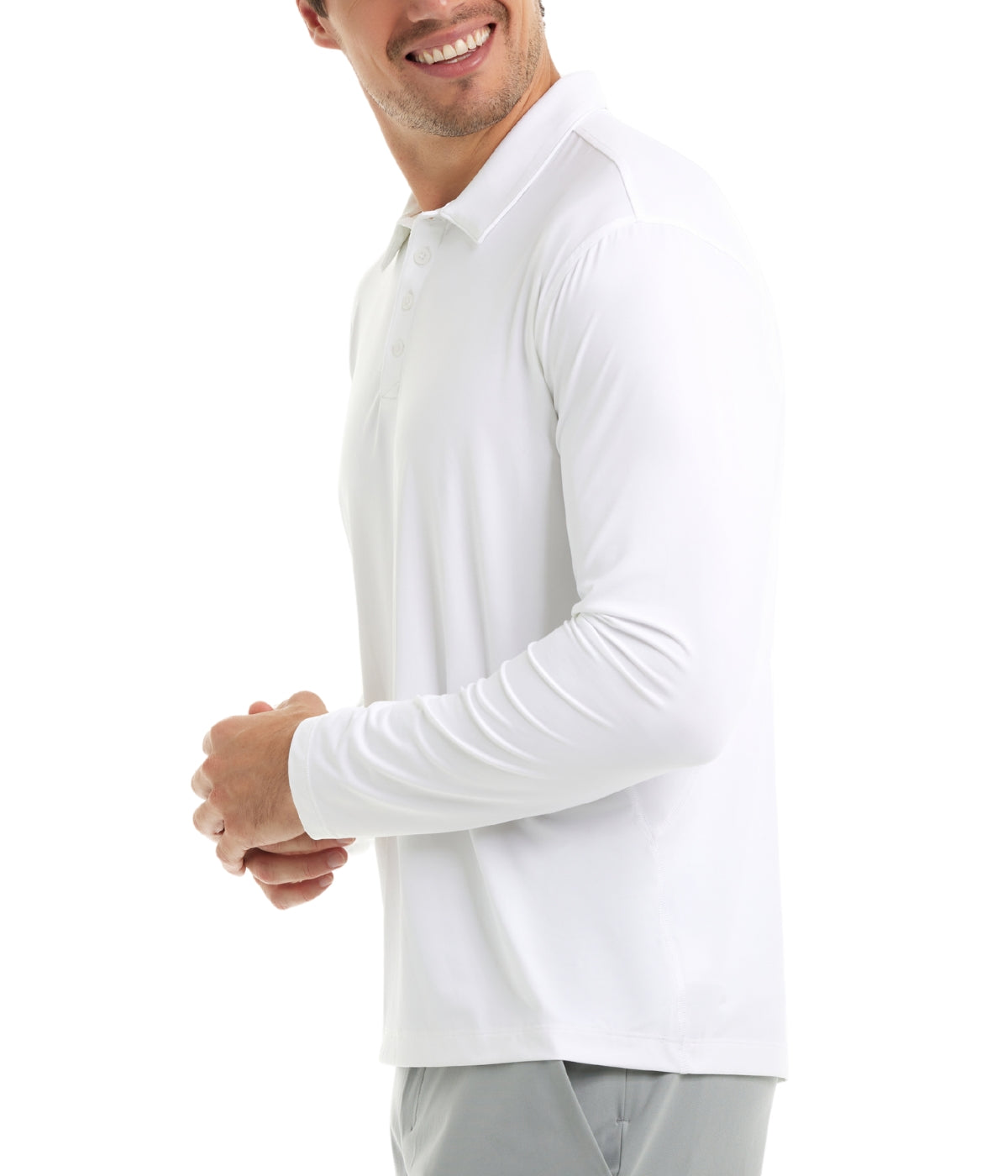  BloqUV BloqUV Men's UPF 50+ Sun Protection Collared Long Sleeve Polo - White - Bonton