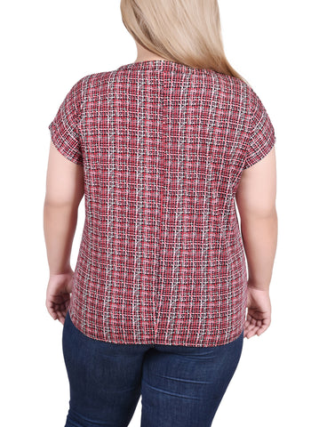 Plus Size Extended Sleeve Top With Grommets