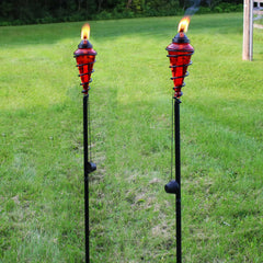 Adjustable Height Glass and Metal Swirl Patio and Lawn Torch Set Pack of 2