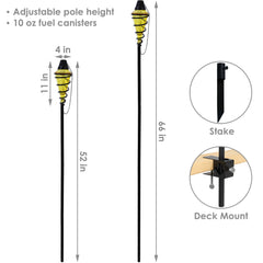 Adjustable Height Glass and Metal Swirl Patio and Lawn Torch Set Pack of 2