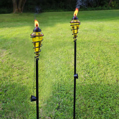 Adjustable Height Glass and Metal Swirl Patio and Lawn Torch Set Pack of 2