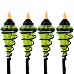 Adjustable Height Glass and Metal Swirl Patio and Lawn Torch Set Pack of 2